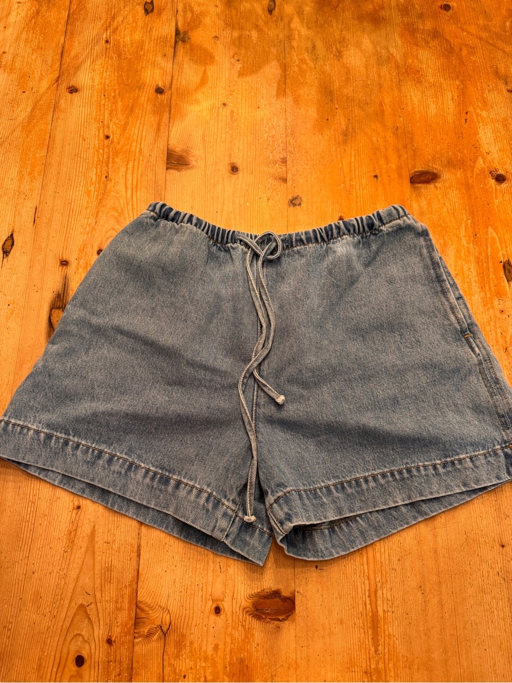H&M Light Blue Denim Drawstring Shorts